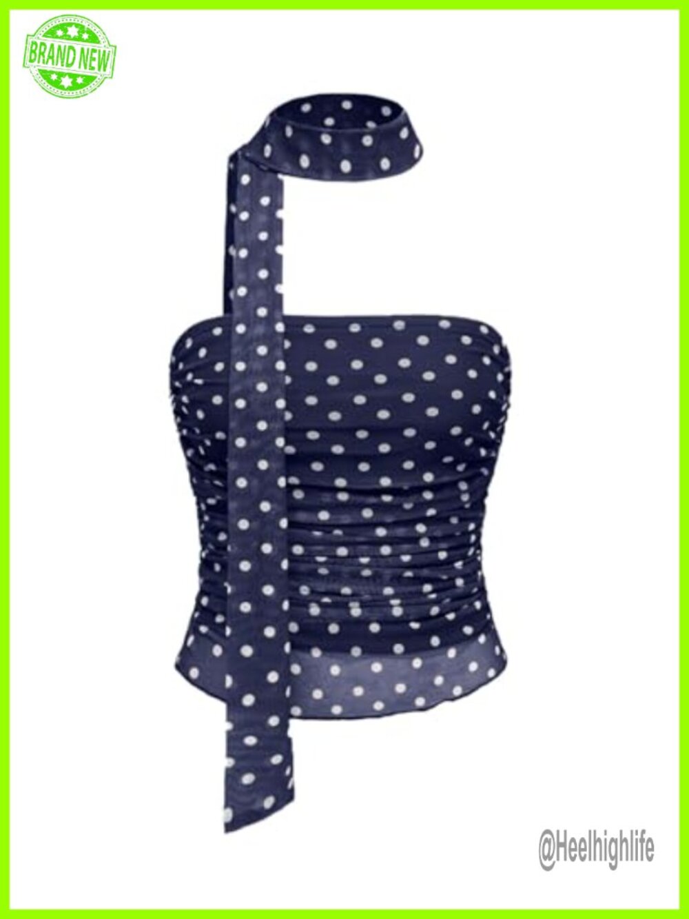 Y2K Polka Dot Mesh Crop Tube Top with Scarf Strapless Ruched Bandeau Sleeveless